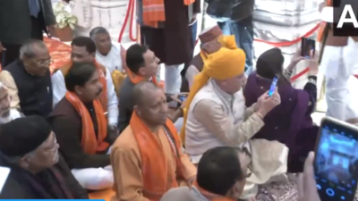UP CM Yogi Adityanath visits Ayodhya's Ram temple with other MLAs