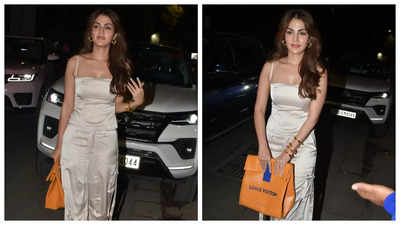 Rhea Chakraborty shows off her bag worth Rs 2.8 lakh as she attends Neha Dhupia's house party