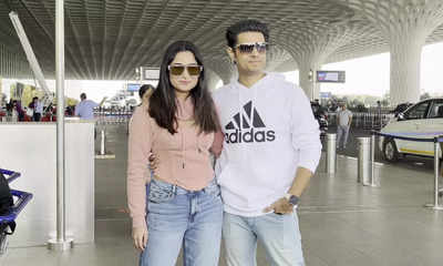Bigg Boss 17 couple Neil Bhatt and Aishwarya Sharma spotted at the airport as they are off to celebrate Valentine’s Day