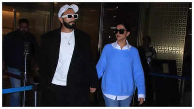 Ranveer Singh and Deepika Padukone give off power-couple vibes as they walk hand-in-hand at airport: Pics