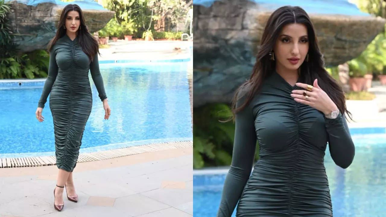 Nora Fatehi Makes A Fashion Statement In A Green Shimmery Dress