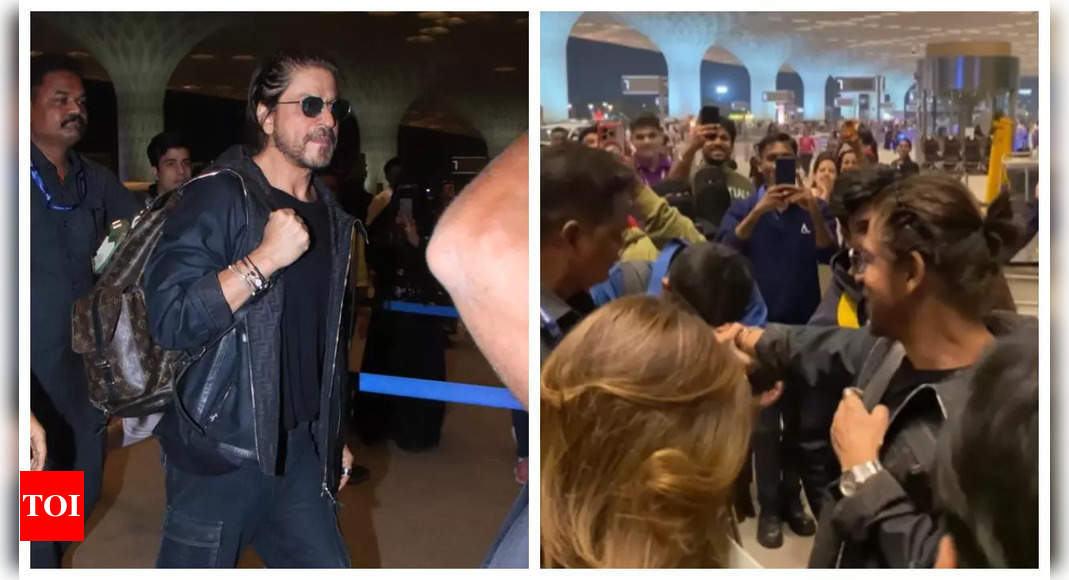 Fan kisses Shah Rukh Khan’s hand as the superstar arrives at the airport in style – WATCH video |