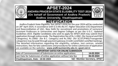 AP SET 2024: Online application begins today at apset.net.in; check important dates and exam pattern