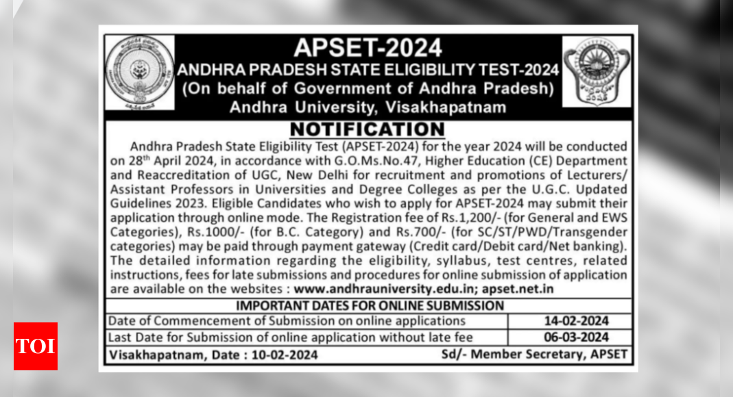 AP SET 2024 Online application begins today at check