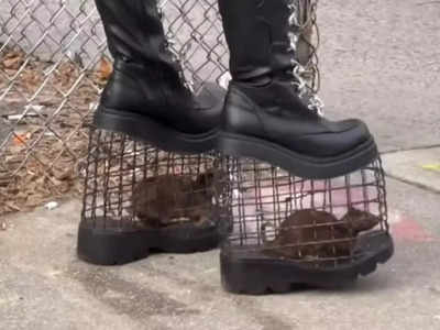 Video of woman wearing rat-cage heels at New York Fashion Week goes viral