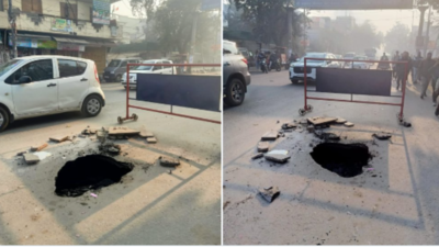 Traffic disrupted in Delhi's Najafgarh after road caves in
