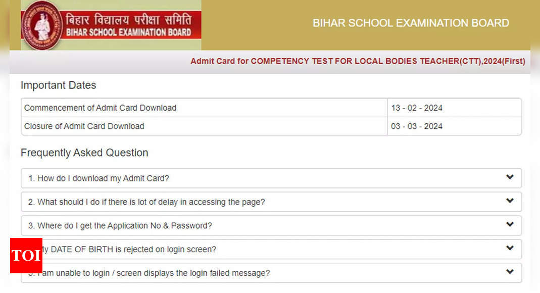 BSEB Sakshamta Pariksha 2024: Admit Card Released for Bihar Teacher Competency Test 2024; Download Here