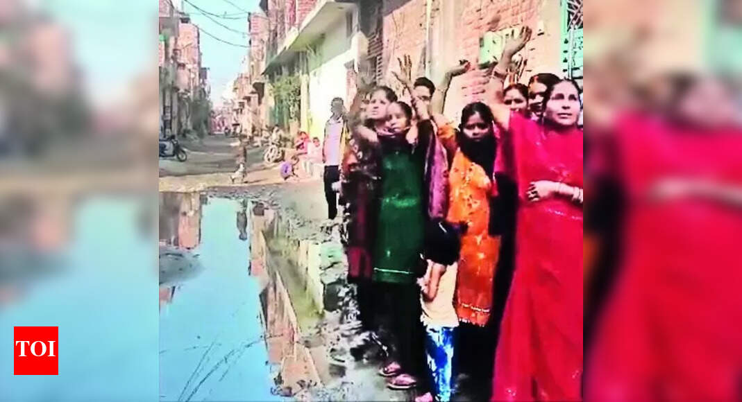 Sewer Lines Residents protest against choked sewer lines and damaged