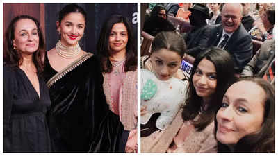 Alia Bhatt stuns in a black velvet saree at 'Poacher' premiere; attends events with mom Soni Razdan and sister Shaheen Bhatt- Pics