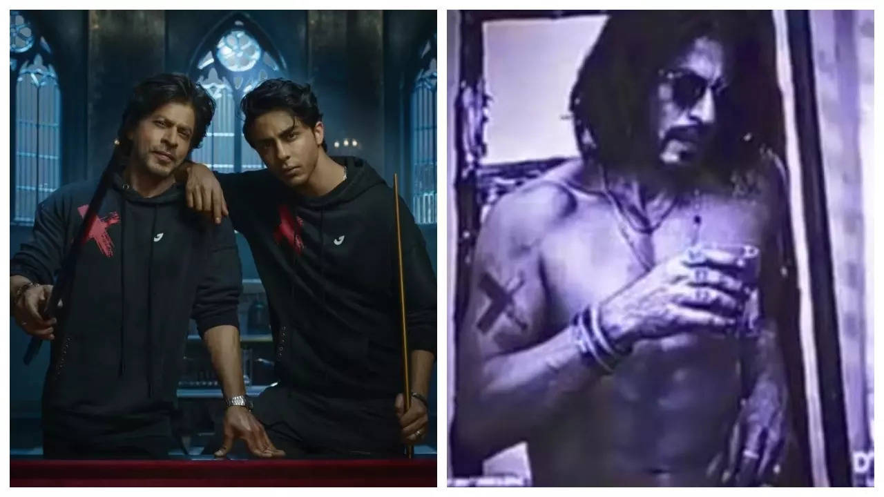 Shah Rukh Khan goes SHIRTLESS in new ad to promote son Aryan Khan's brand -  Pics