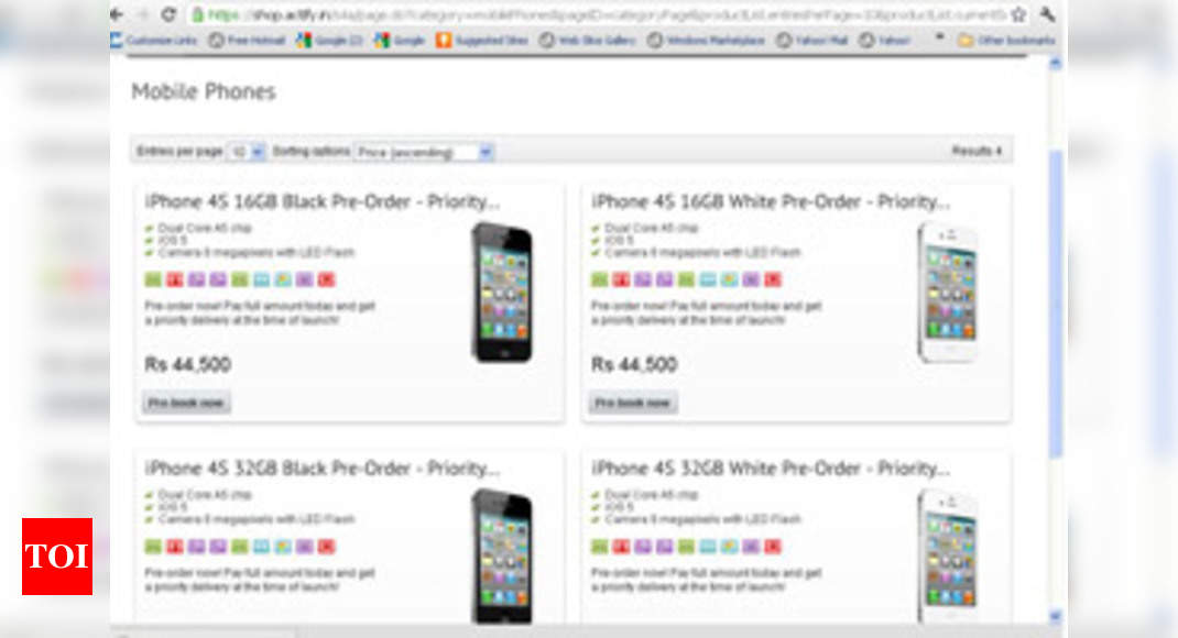 Apple Iphone 4s To Sell For Rs 44 500 In India Times Of India
