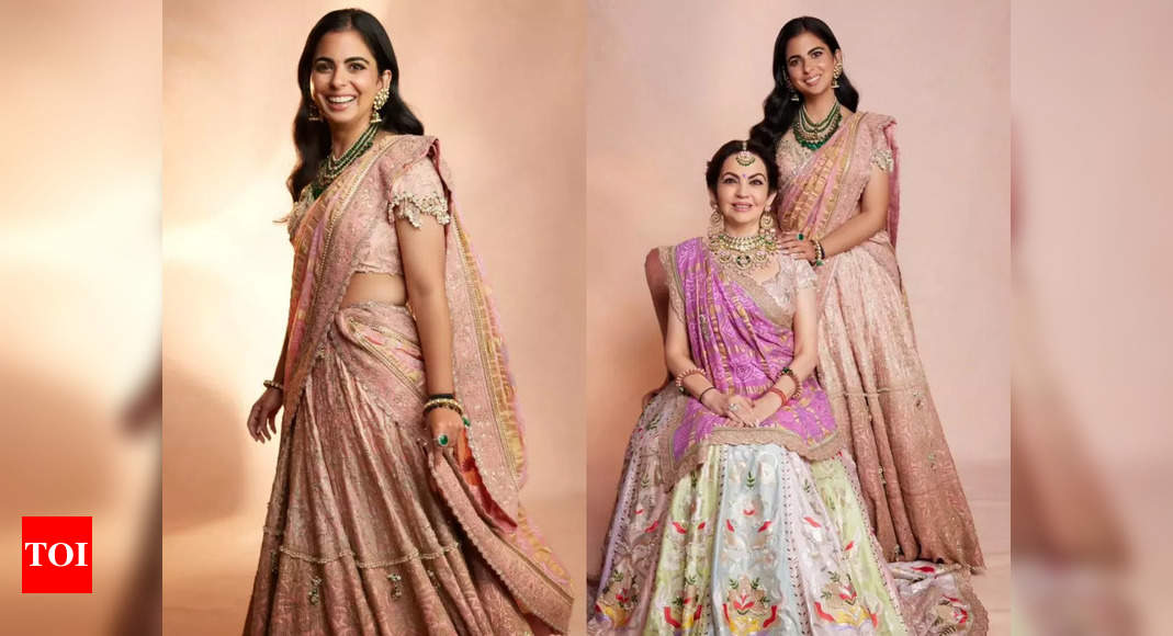 Radhika Merchant Looks Stunning In Pink Orange Lehenga