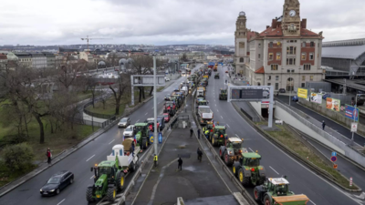 Czech farmers take tractors to Prague in a protest over EU agriculture policies