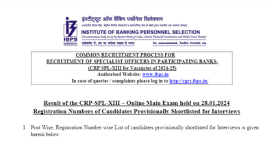 IBPS SO Interview Call List released at ibps.in, here's the direct link to check