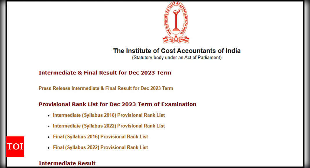 CMA December 2023 Result: ICMAI Final, Inter results announced at icmai.in |