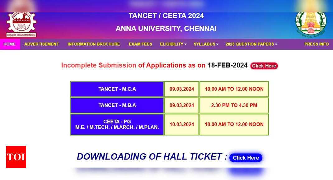 TANCET 2024 Hall Ticket Released: Download Admit Card Now | - Times of ...