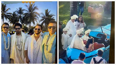 Jackky Bhagnani arrived in a blue vintage car for his Baraat