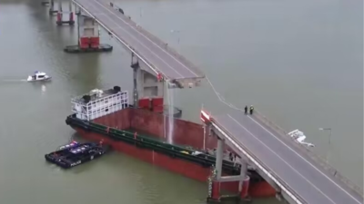 Two dead after cargo ship hits bridge in southern China