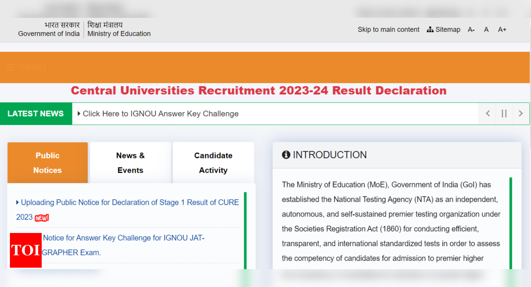 NTA CUREC 2024 Result out: Short list released for multiple universities; direct links to check |