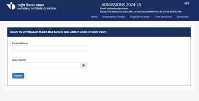 NID DAT Mains 2024 M.Des. Admit Card released at admissions.nid.edu, direct link to download