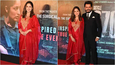 Yami Gautam oozes pregnancy glow as she flaunts her baby bump with husband Aditya Dhar at Article 370 screening