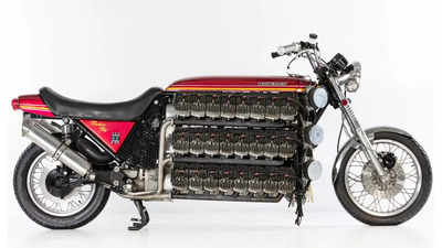 Kawasaki's 'Tinker Toy' motorcycle up for auction: Crazy 4.2-litre, 48-cylinder marvel!
