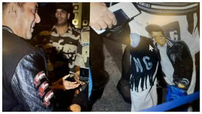 Salman Khan spotted wearing denims with his face on it: video inside