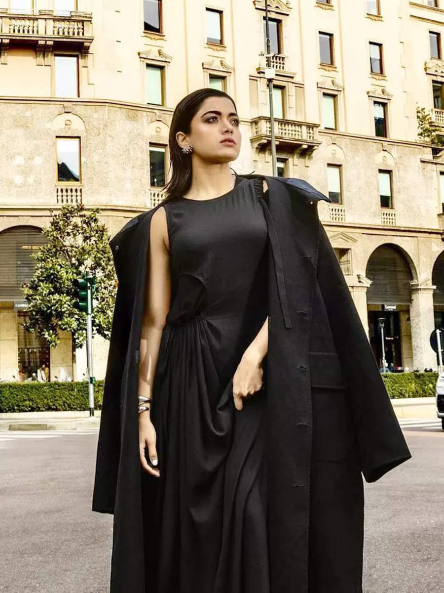 Rashmika Mandanna raises the fashion bar in an all-black look at Milan ...