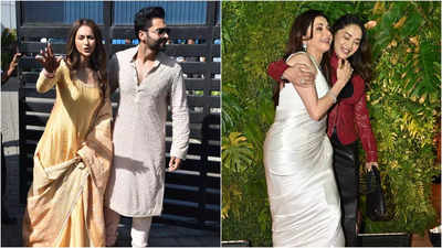 Awkward Pictures: Newlyweds Rakul Preet Singh-Jackky Bhagnani, Bhagyashree-Madhuri Dixit and other celebs will make you LOL!