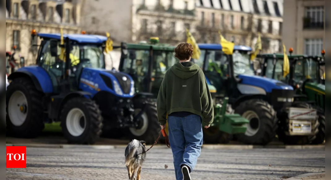 Angry French farmers storm into agriculture fair in Paris