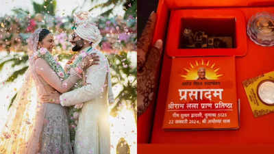 Newly weds Rakul Preet Singh and Jackky Bhagnani get ‘prasadam’ from Ram Mandir in Ayodhya, the couple feels blessed - Pic inside