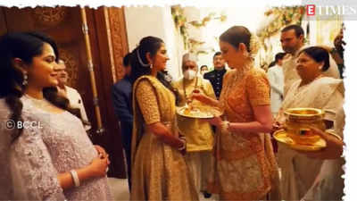 How Nita Ambani embraced Radhika Merchant in the Ambani house on her engagement day, watch video