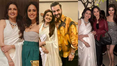 Bhagyashree looks dreamy in a white saree as she drops inside PICS from her birthday party with Madhuri Dixit, Madhoo, Sanjay Kapoor and others