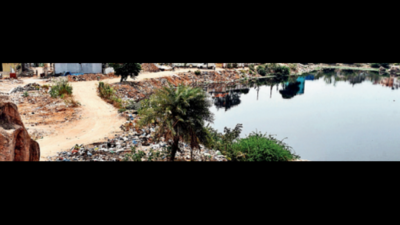 Debris & sewage engulf Kamuni Cheruvu