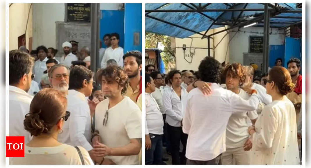 Sonu Nigam gets teary-eyed as he bids his final goodbye to Pankaj Udhas; hugs Shaan – See photos |