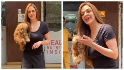 Post divorce with Bharat Takhtani, Esha Deol steps out in the city with her dog as she visits a pet clinic - See photos