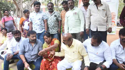 Land grabbers attack a woman at Upadhaya nagar in Tirupati
