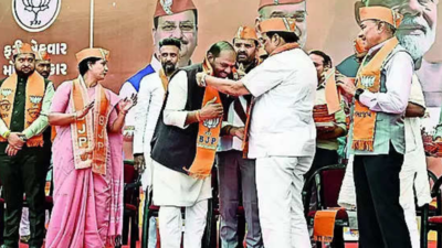 In Gujarat, Congress RS MP Naran Rathwa, son join BJP with supporters