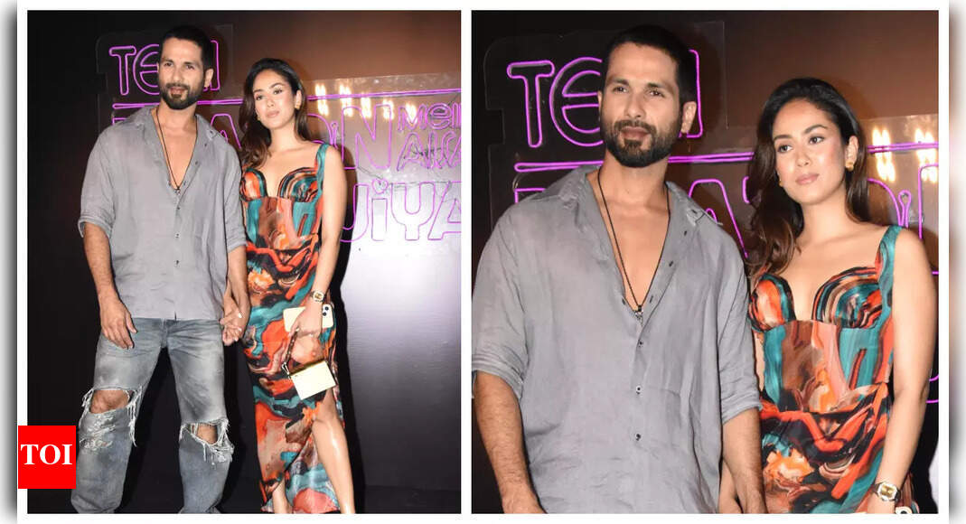 Shahid Kapoor and Mira Rajput hold hands as they pose for the paparazzi at ‘Teri Baaton Mein Aisa Uljha Jiya’ success bash – See photos | – Times of India