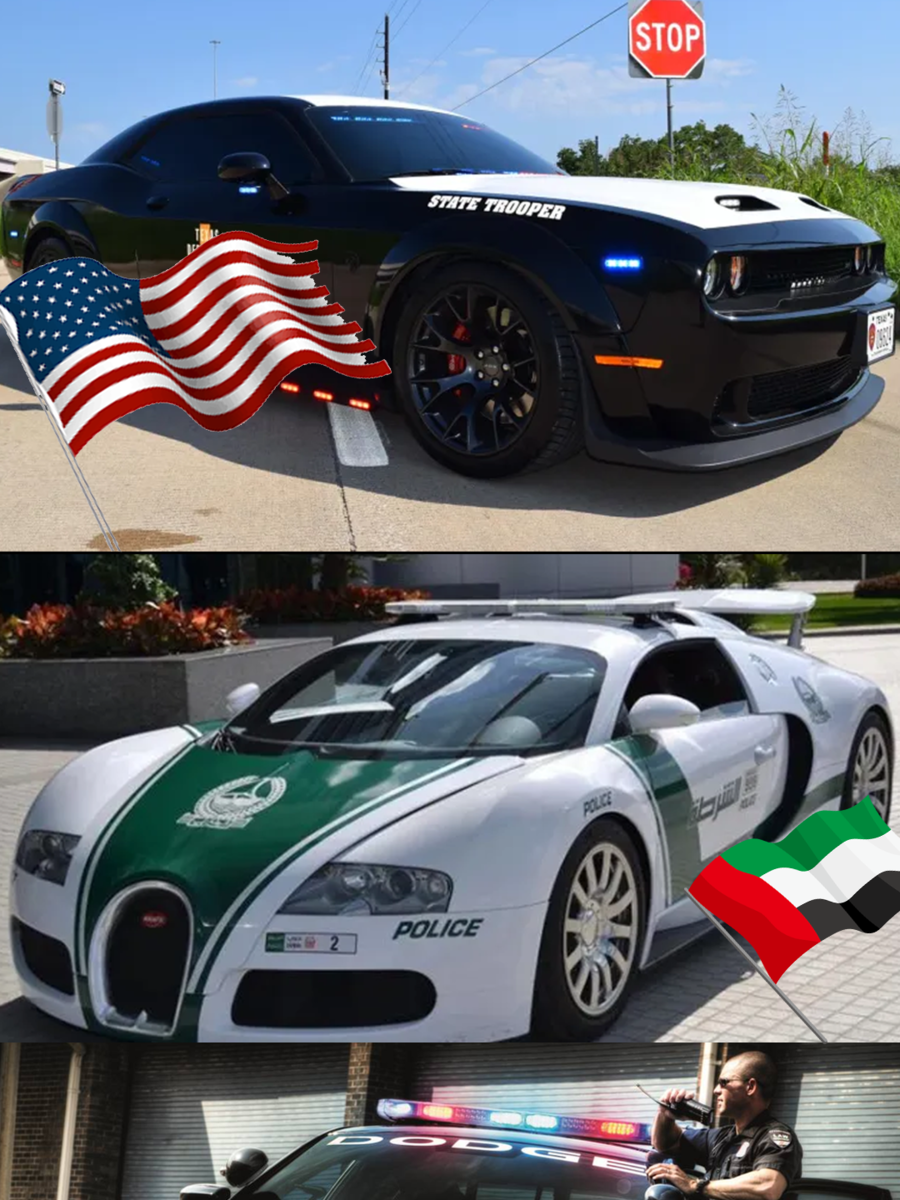 Bugatti To Hellcat: Dubai VS US Police Car Collection, Bugatti Veyron ...