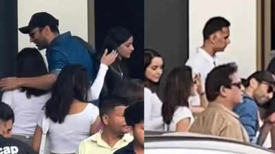 Fans react Aditya Roy Kapur hugs rumoured ex Shraddha Kapoor while being spotted with Ananya Panday at the airport - WATCH