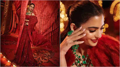 Isha Ambani stuns in Manish Malhotra's red embroidered lehenga for Mela Rouge at Anant Ambani and Radhika Merchant's pre-wedding celebrations
