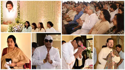 Anuradha Paudwal, Sonu Nigam, Jackie Shroff, Alka Yagnik, Nitin Mukesh attend prayer meet of Ghazal maestro Pankaj Udhas