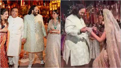 Anant Ambani welcomes bride-to-be Radhika Merchant with a Bollywood-style entry at 'Hastakshar' ceremony