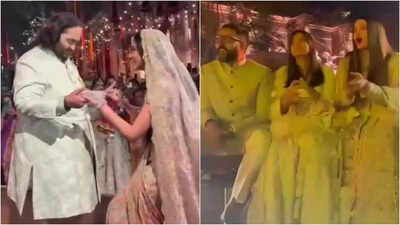 Abhishek Bachchan, Aishwarya Rai Bachchan, their daughter Aaradhya Bachchan light up Anant Ambani and Radhika Merchant's 'Hastakshar' ceremony