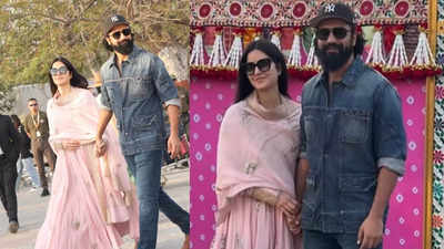 Netizens speculate that Katrina Kaif is pregnant as she poses with Vicky Kaushal hand-in-hand at Jamnagar airport - WATCH video