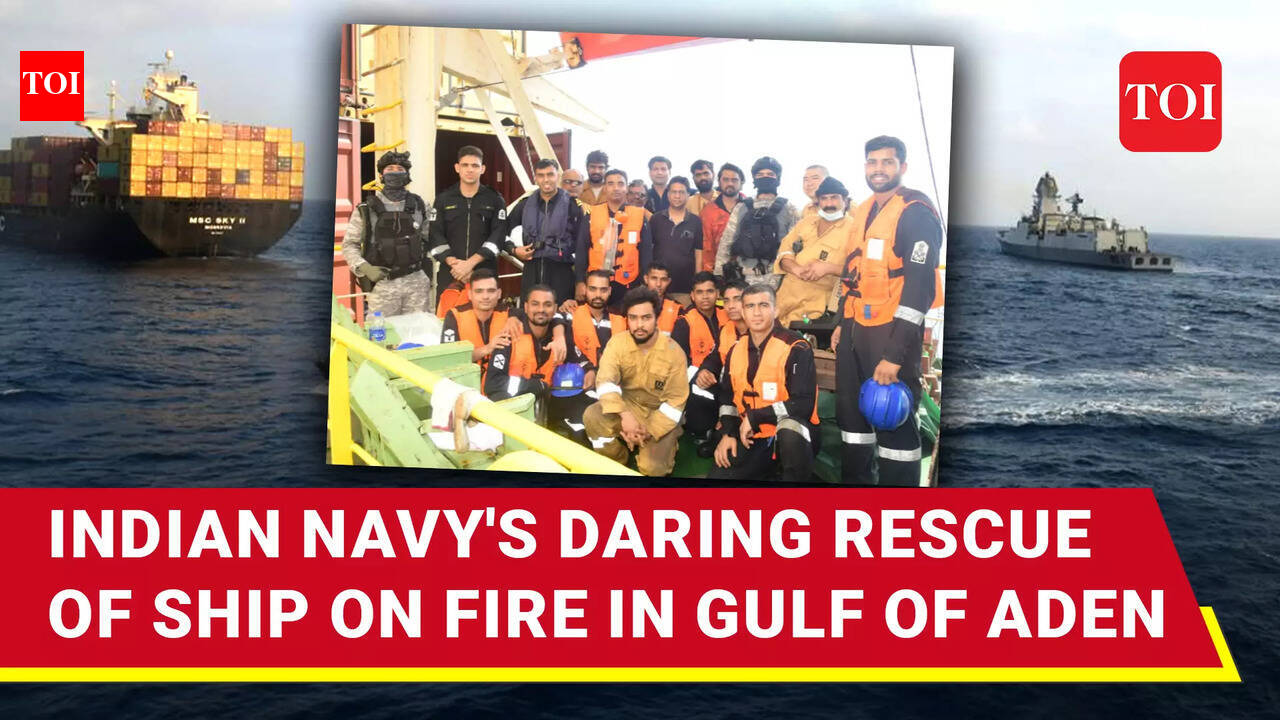 Watch: Indian Navy rescues ship under Houthi drone attack in Gulf of ...