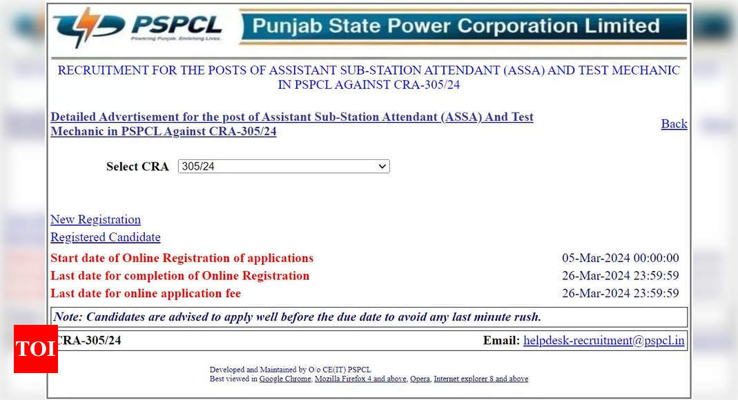 PSPCL Recruitment 2024: Registration begins for ASSA, Test Mechanic at pspcl.in, direct link here