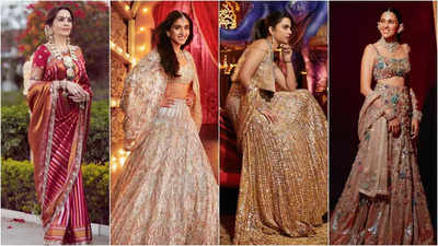 Nita Ambani, Radhika Merchant, Isha Ambani, Shloka Mehta stand out in Manish Malhotra attires in the unseen pictures from the pre-wedding bash