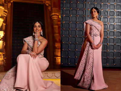 Bride-to-be Radhika Merchant stunned in a pink Ashi Studio gown for her pre-wedding festivities
